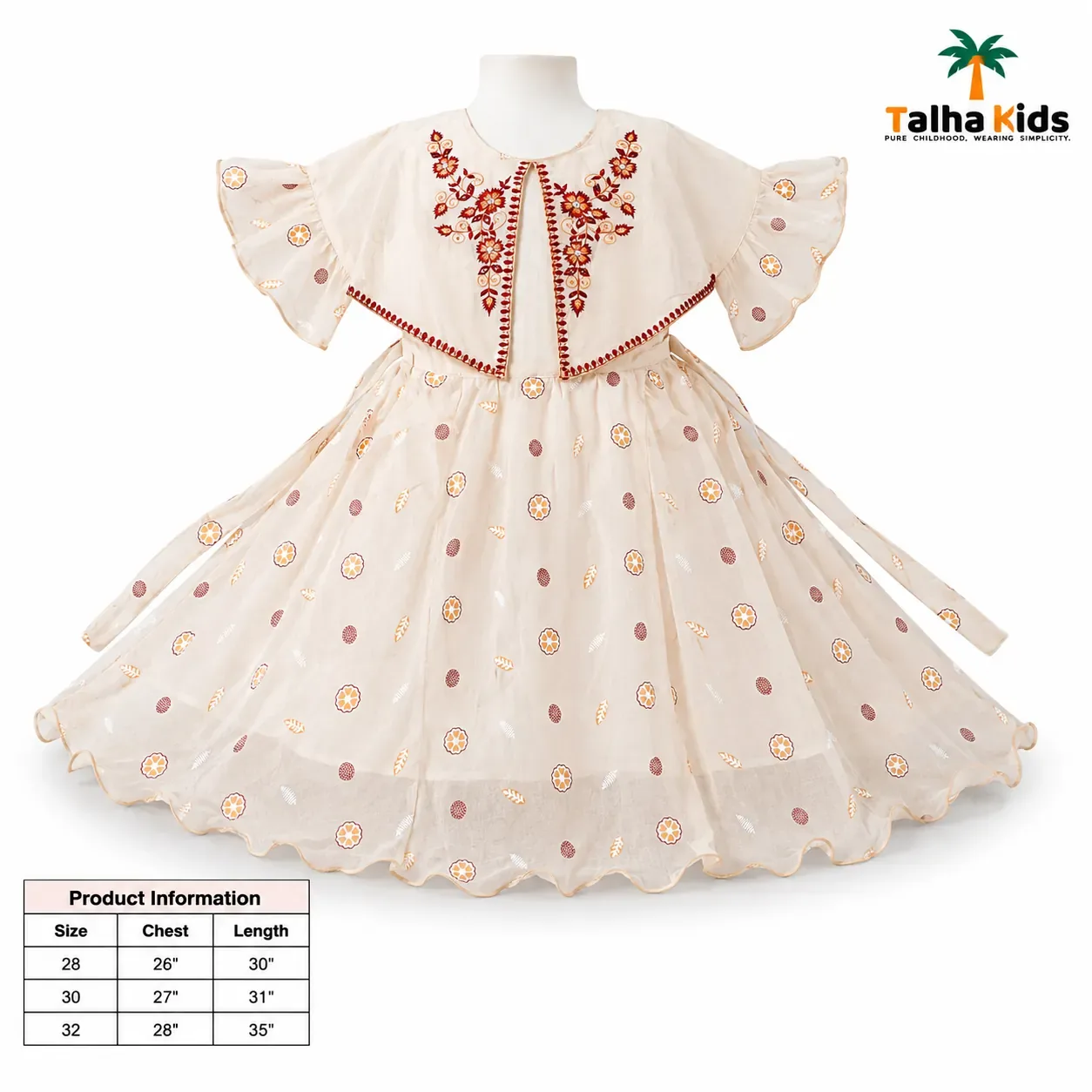 Alams Baby Wear Girls Floral Embroidered Frock – 3 Color Variants