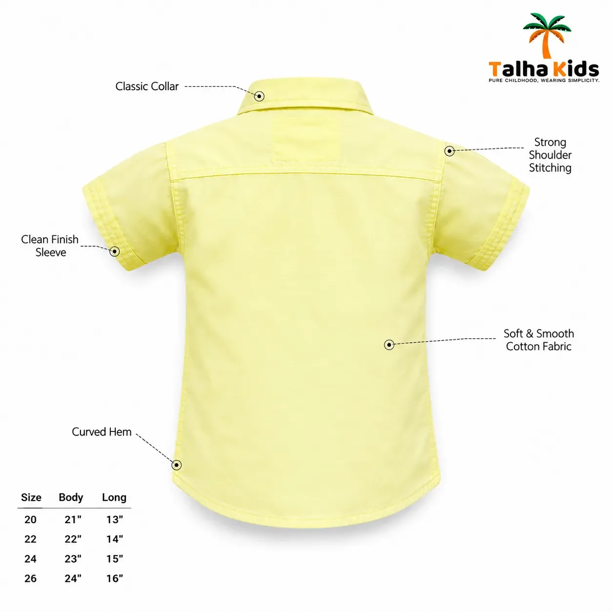 Boys’ Casual Cotton Shirt – 4 Color Variants
