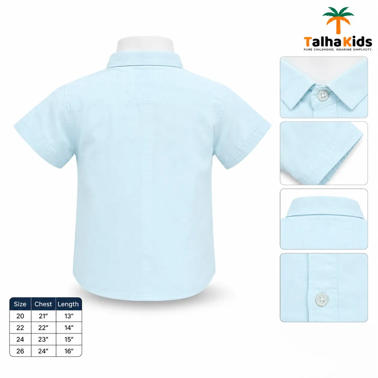 Boys’ Casual Cotton Shirt – 4 Color Variants