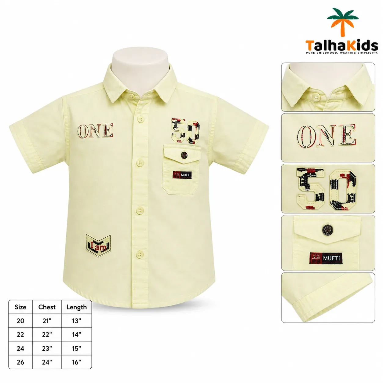 Boys’ Casual Cotton Shirt – 4 Color Variants