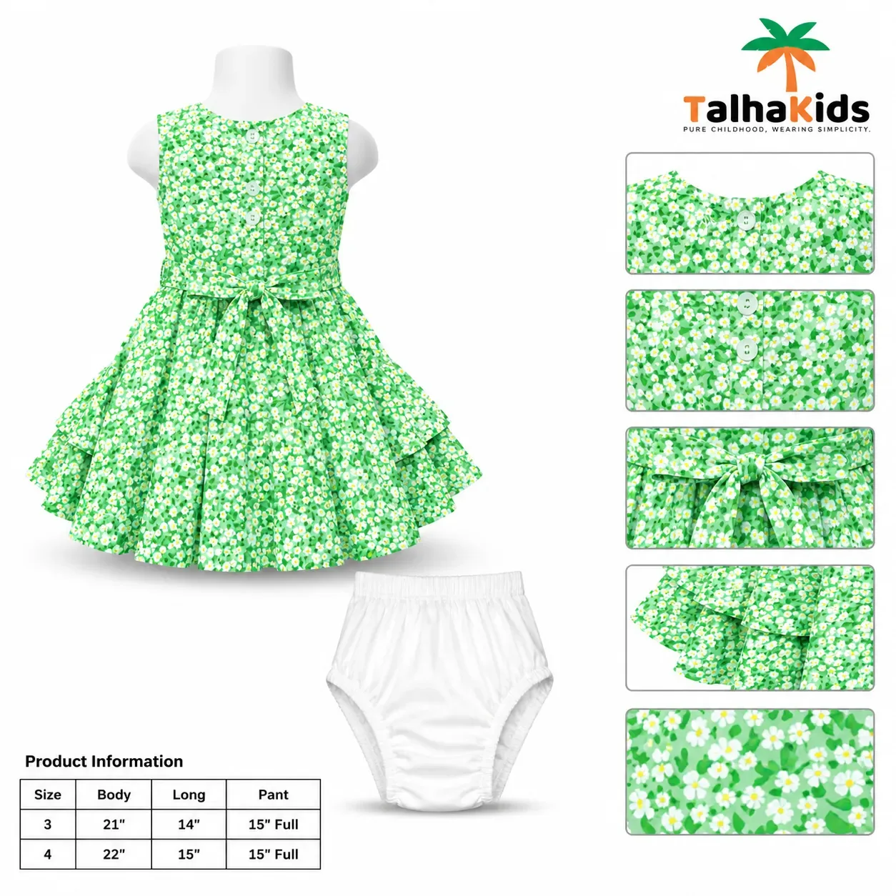 Floral Print Girls Frock with Matching Bloomer Set
