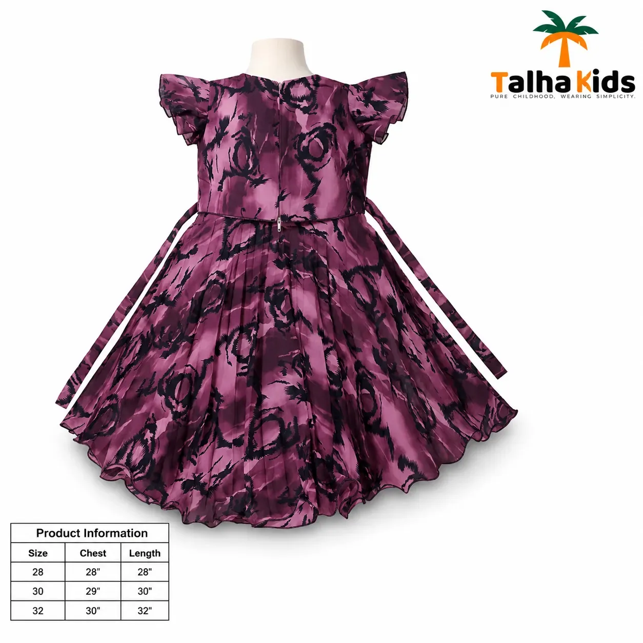 Girls Printed Butterfly Sleeve Frock – Floral Abstract Print