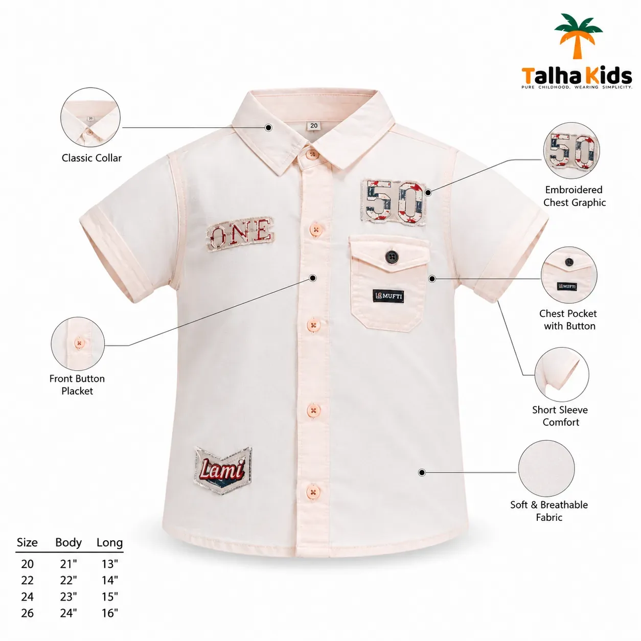 Boys’ Casual Cotton Shirt – 4 Color Variants
