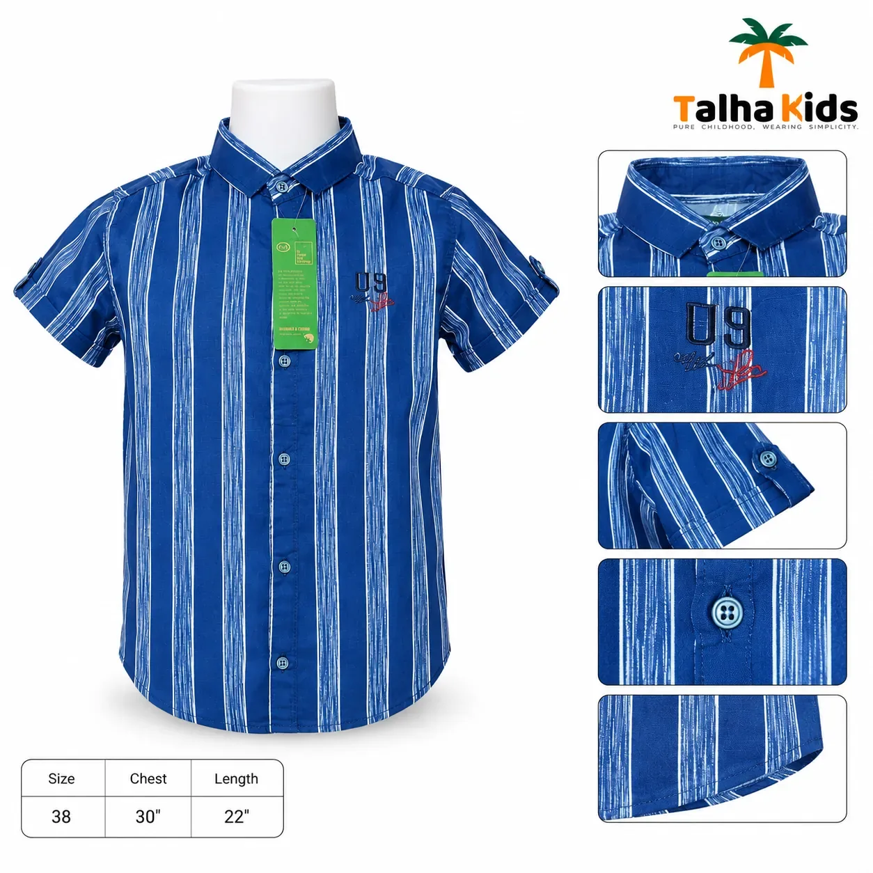 Boys Striped Short-Sleeve Button-Up Shirt – 09 Collection
