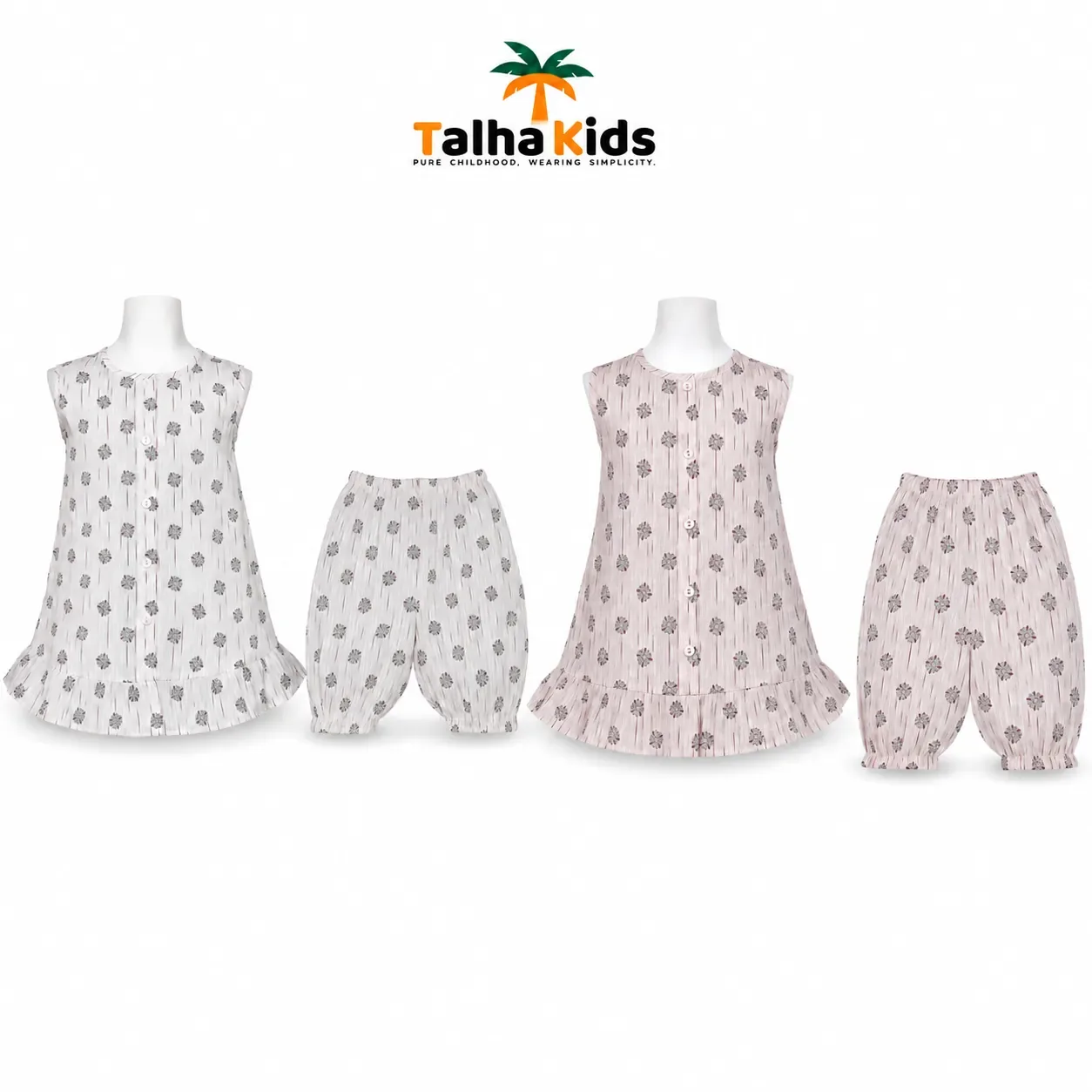 Girls' Printed Sleeveless Frock with Matching Half Pant