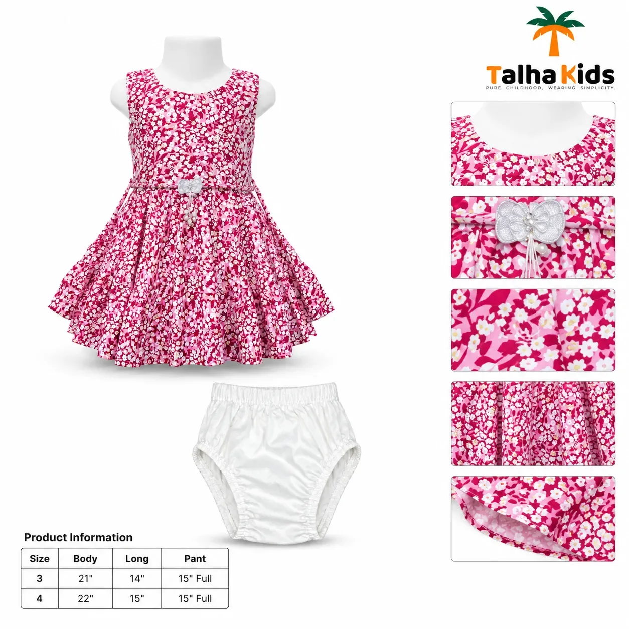 Floral Print Girls Frock with Matching Bloomer Set