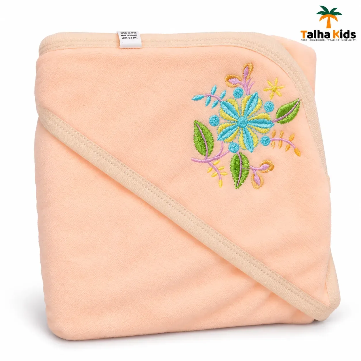 Talha Kids Floral Embroidered Hooded Baby Towel – 3 Colors