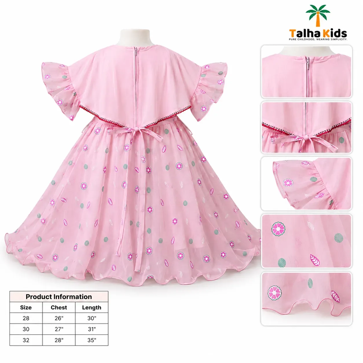 Alams Baby Wear Girls Floral Embroidered Frock – 3 Color Variants