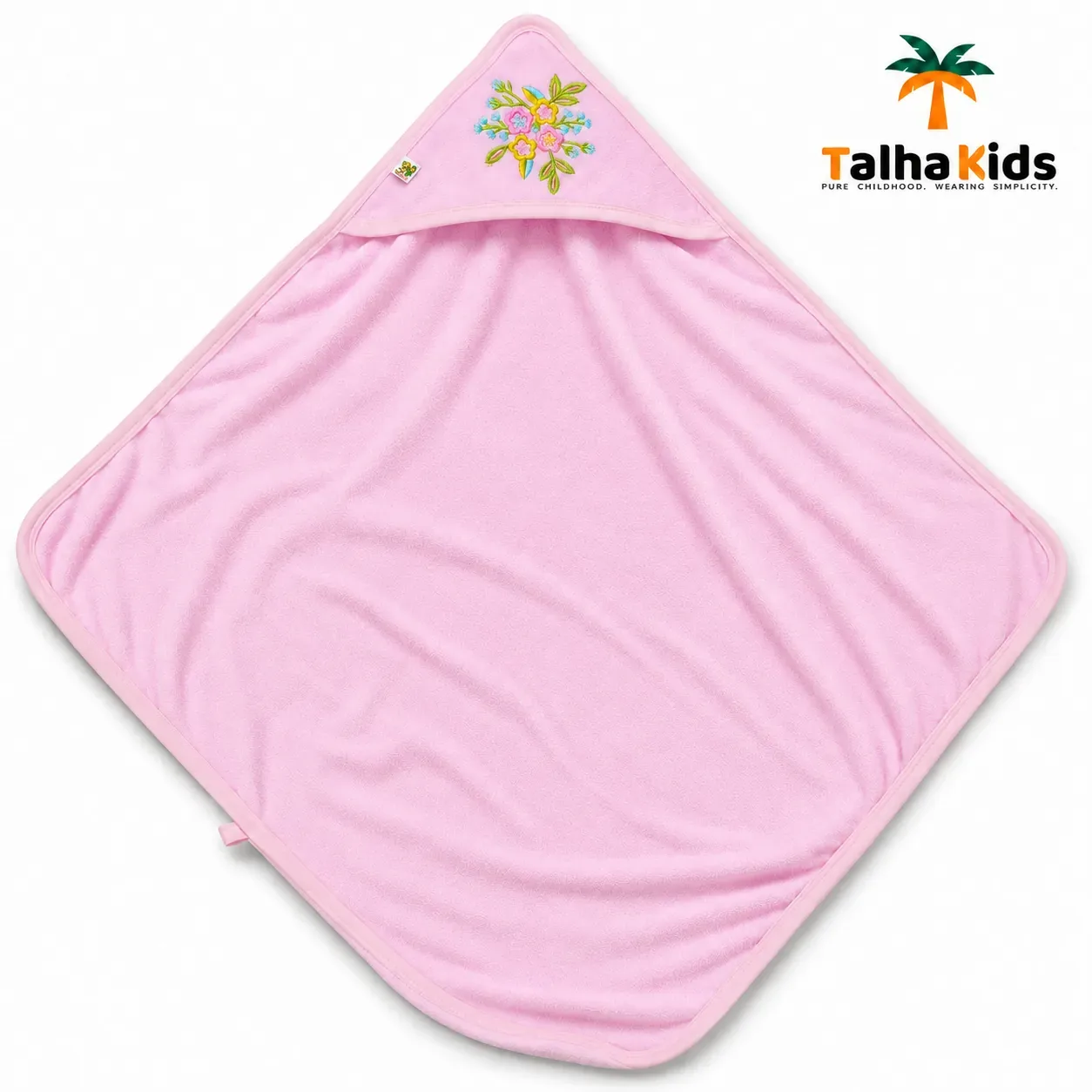 Talha Kids Floral Embroidered Hooded Baby Towel – 3 Colors