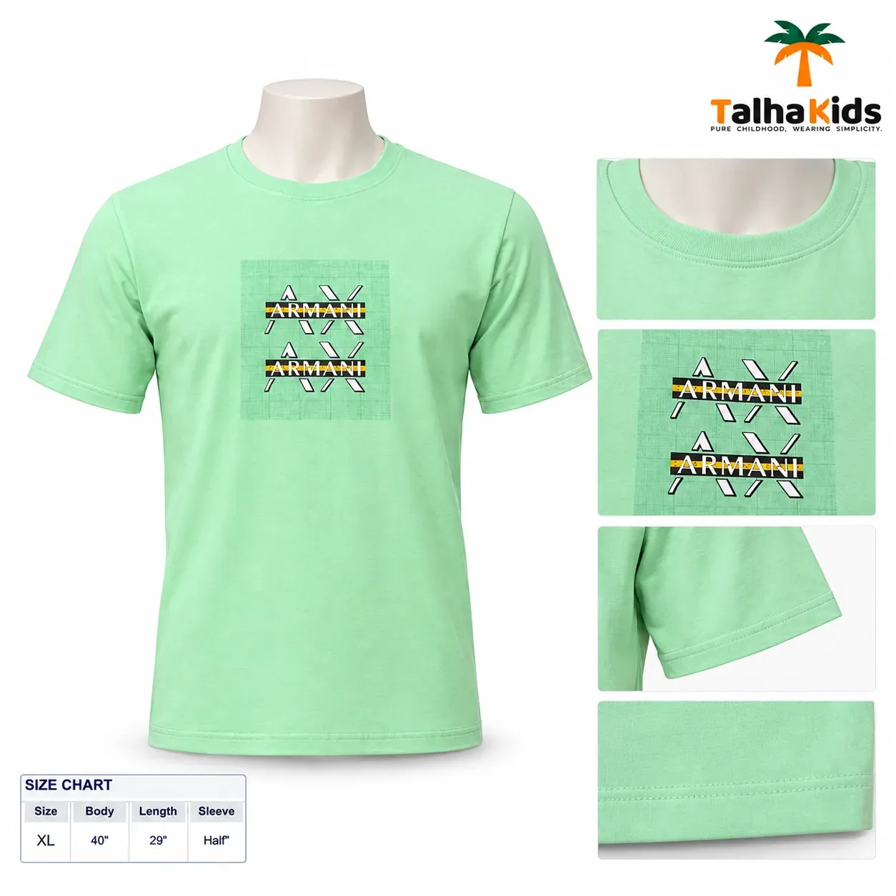 Men's Graphic Print T-Shirt – Mint Green, Half Sleeve