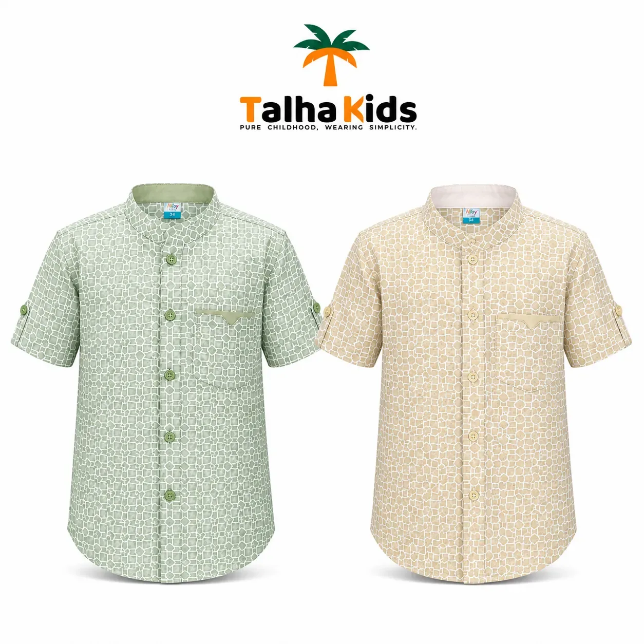 Boys Printed Short Sleeve Fotua Shirt