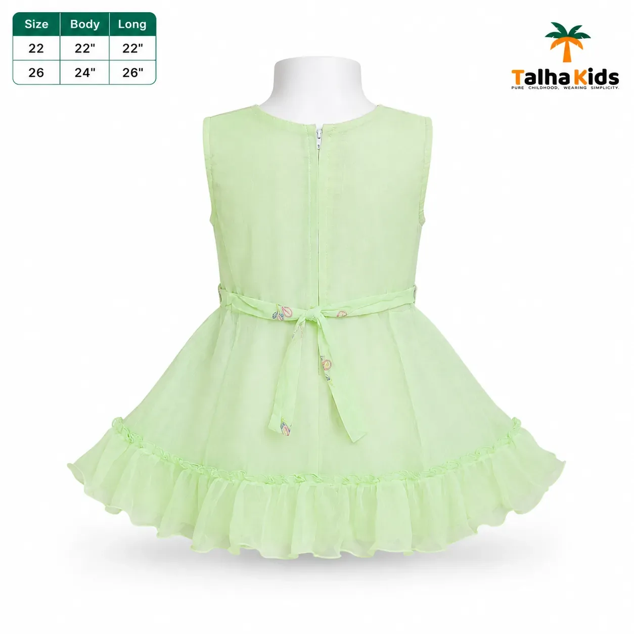 Mint Green Floral Embroidered Girls’ Party Dress
