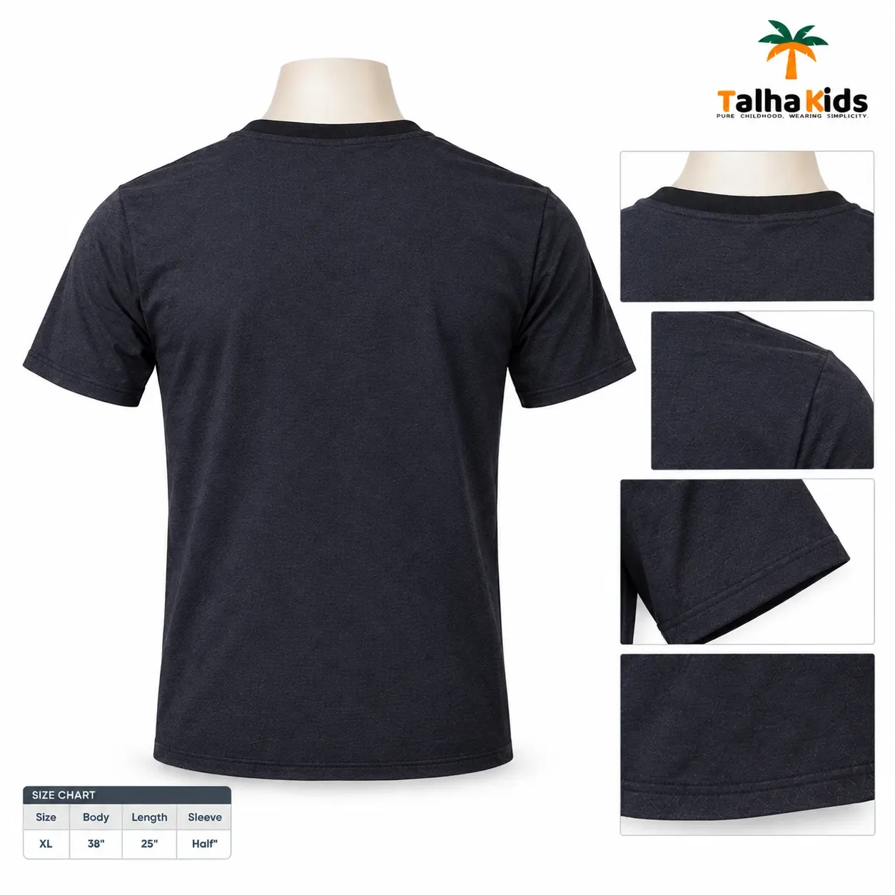 China Playboy Men's Casual T-Shirt – Dark Black Tonal Pattern