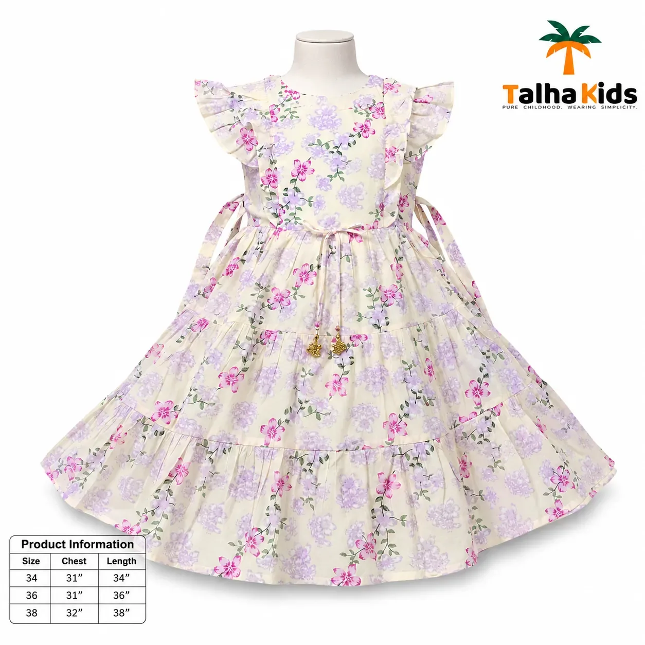 Alams Baby Wear Premium Floral Party Frock for Girls | Talha Kids