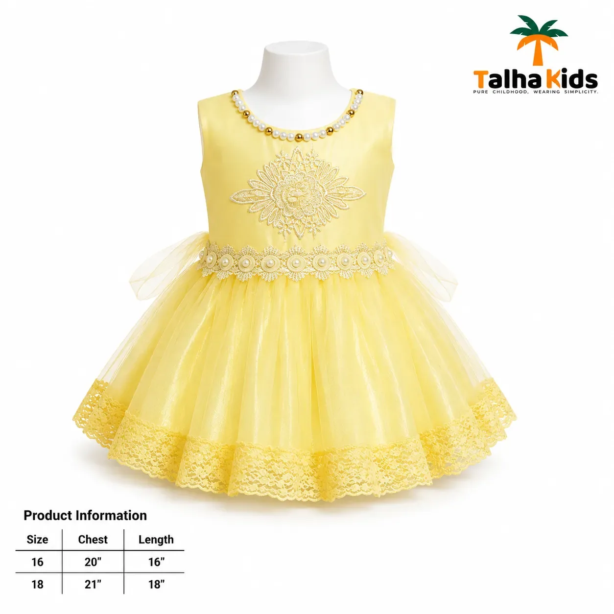 Girls’ Sleeveless Floral Embroidered Party Frock – Talha Kids