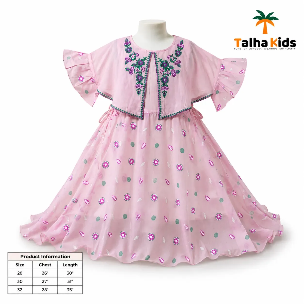 Alams Baby Wear Girls Floral Embroidered Frock – 3 Color Variants