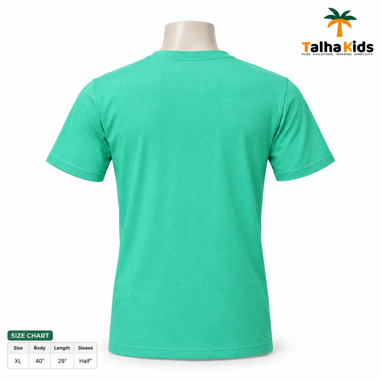 Boys' Half-Sleeve Round-Neck T-Shirt – Abstract Graphic Print – Mint Green – XL