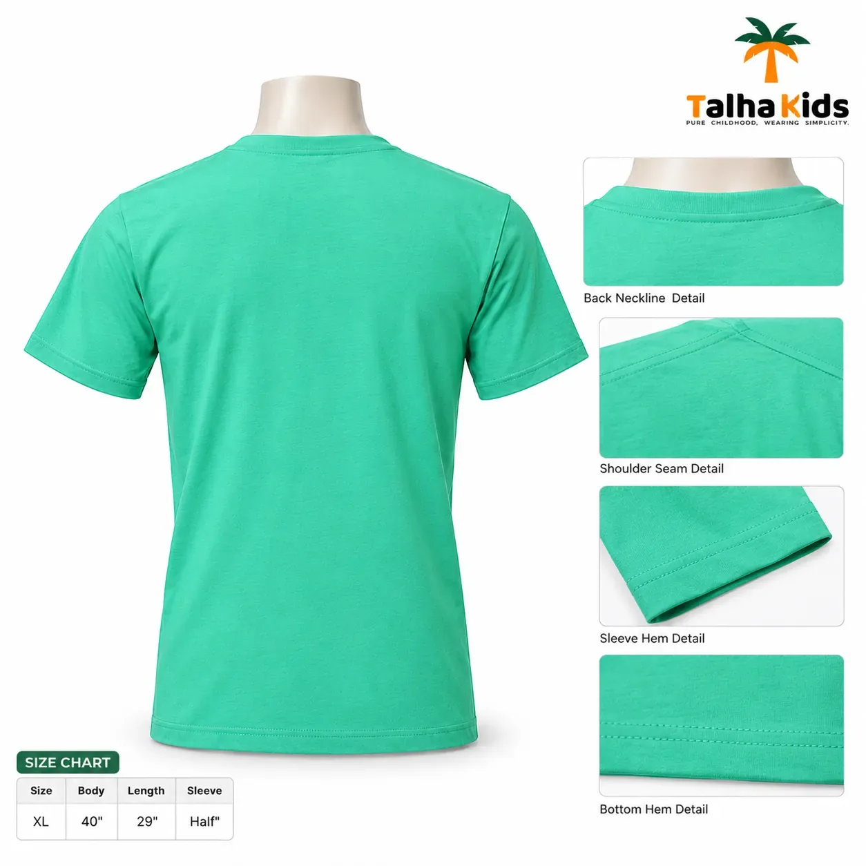 Boys' Half-Sleeve Round-Neck T-Shirt – Abstract Graphic Print – Mint Green – XL