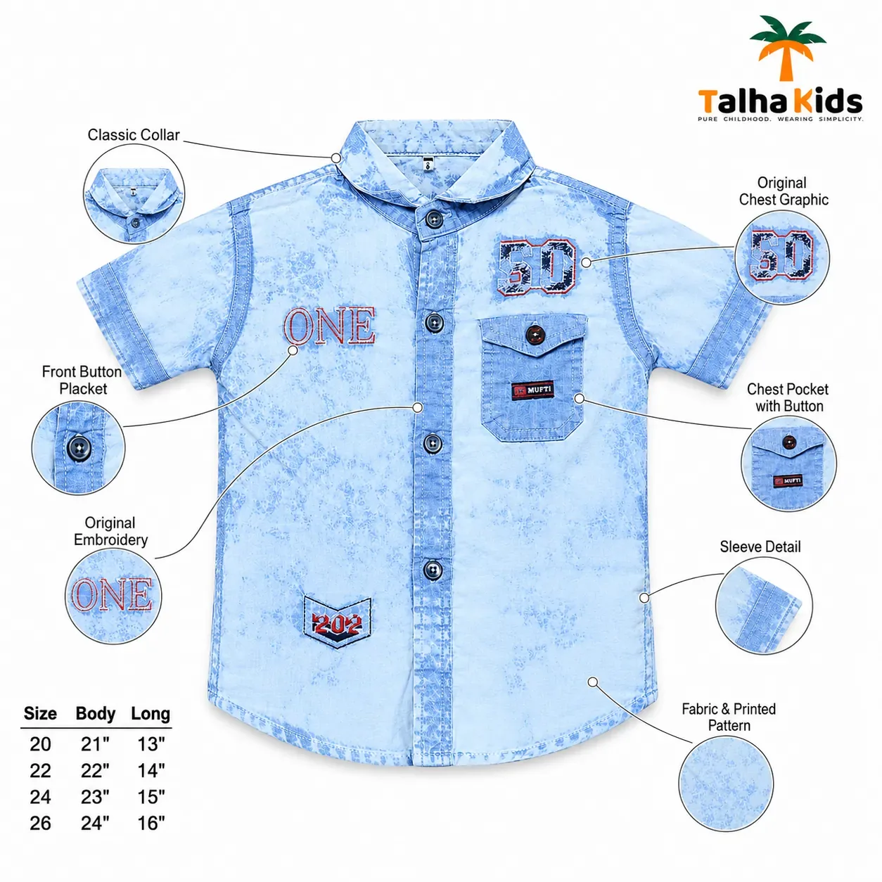 Boys’ Casual Cotton Shirt – 4 Color Variants