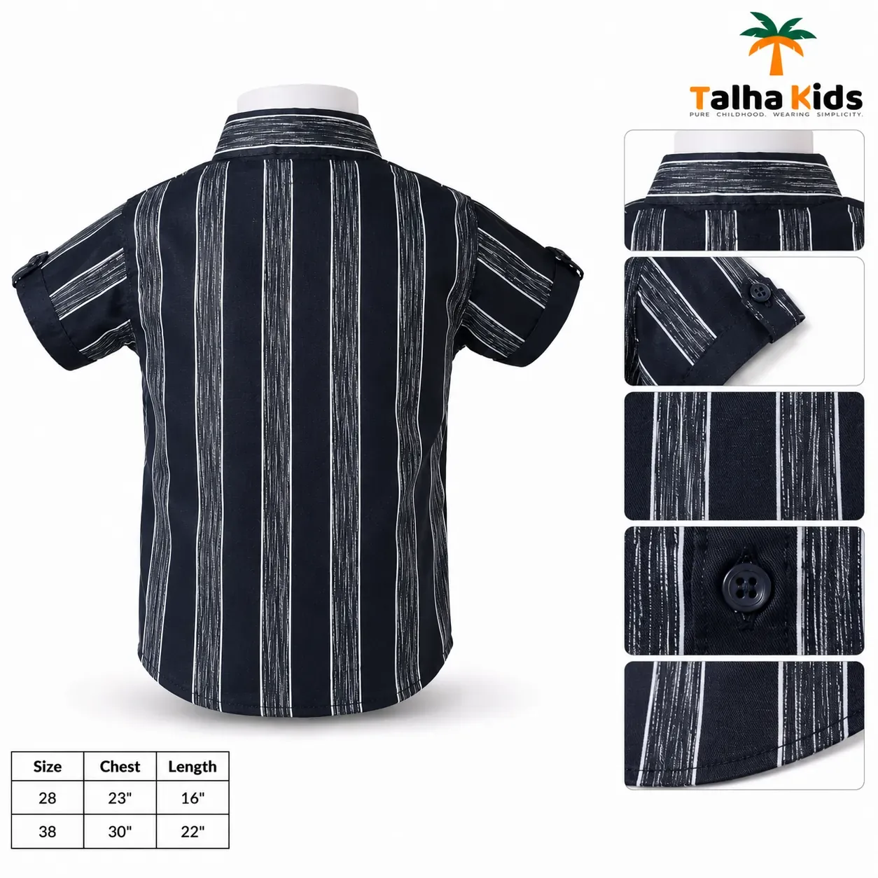Boys Striped Short-Sleeve Button-Up Shirt – 09 Collection
