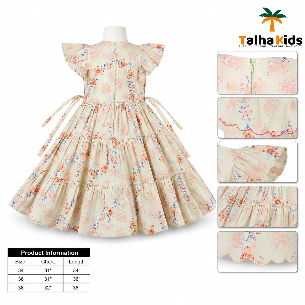 Alams Baby Wear Premium Floral Party Frock for Girls | Talha Kids