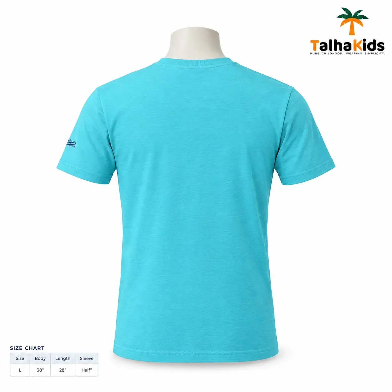 Talha Kids Half-Sleeve T-Shirt – Turquoise with Front Graphic Print