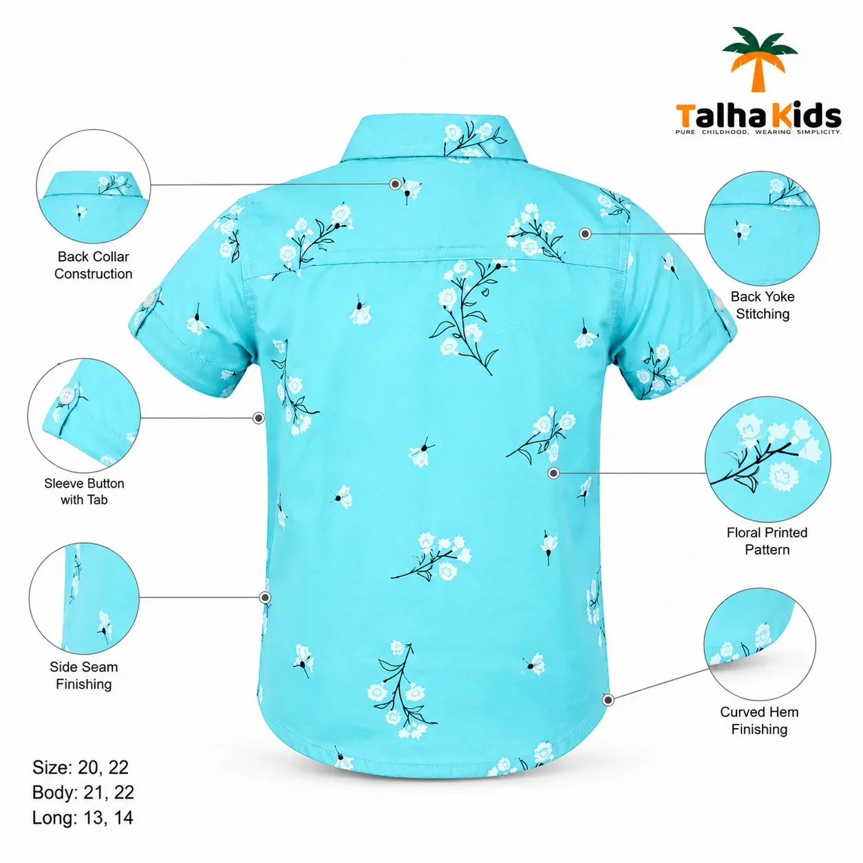Boys’ Turquoise Floral Print Short-Sleeve Shirt