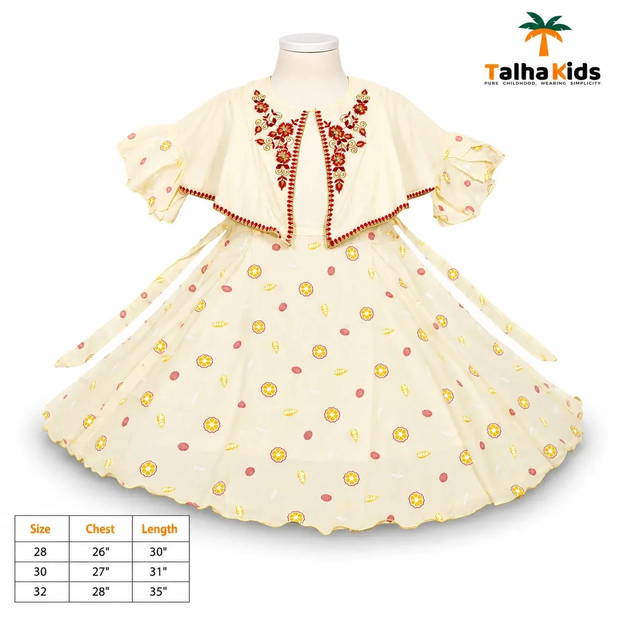 Alams Baby Wear Girls Floral Embroidered Frock – 3 Color Variants