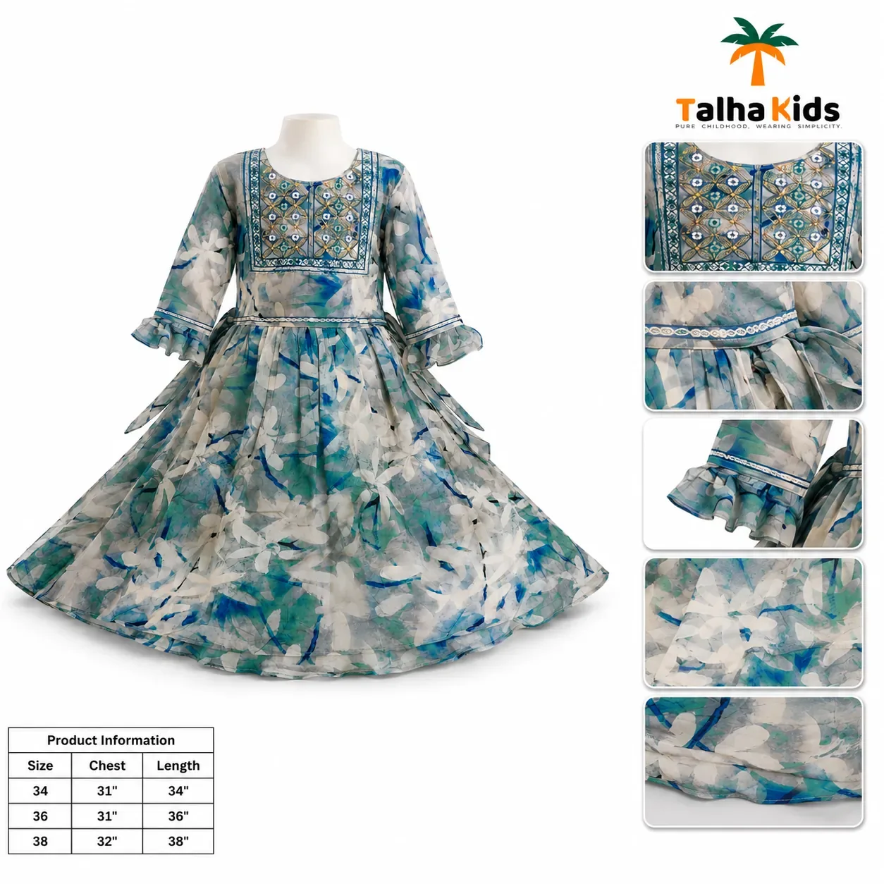 Girls' Printed Embroidered Frock | Alams Baby Wear