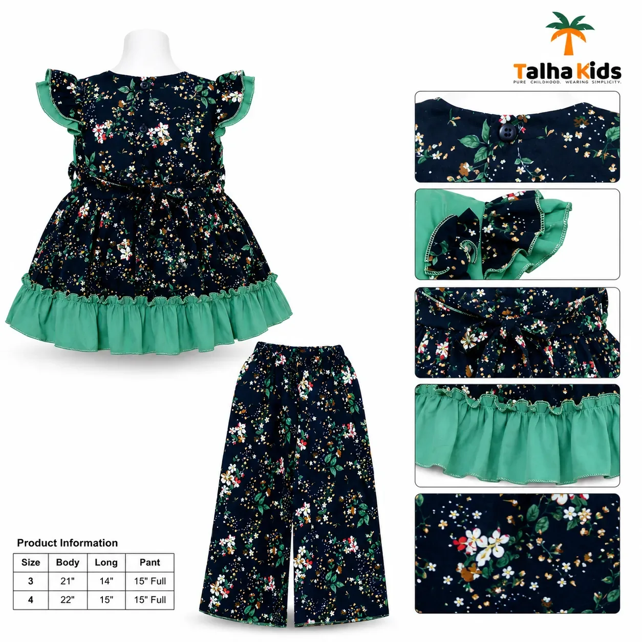 Girls Floral Printed Frock – Ruffle Sleeve & Tiered Hem Dress