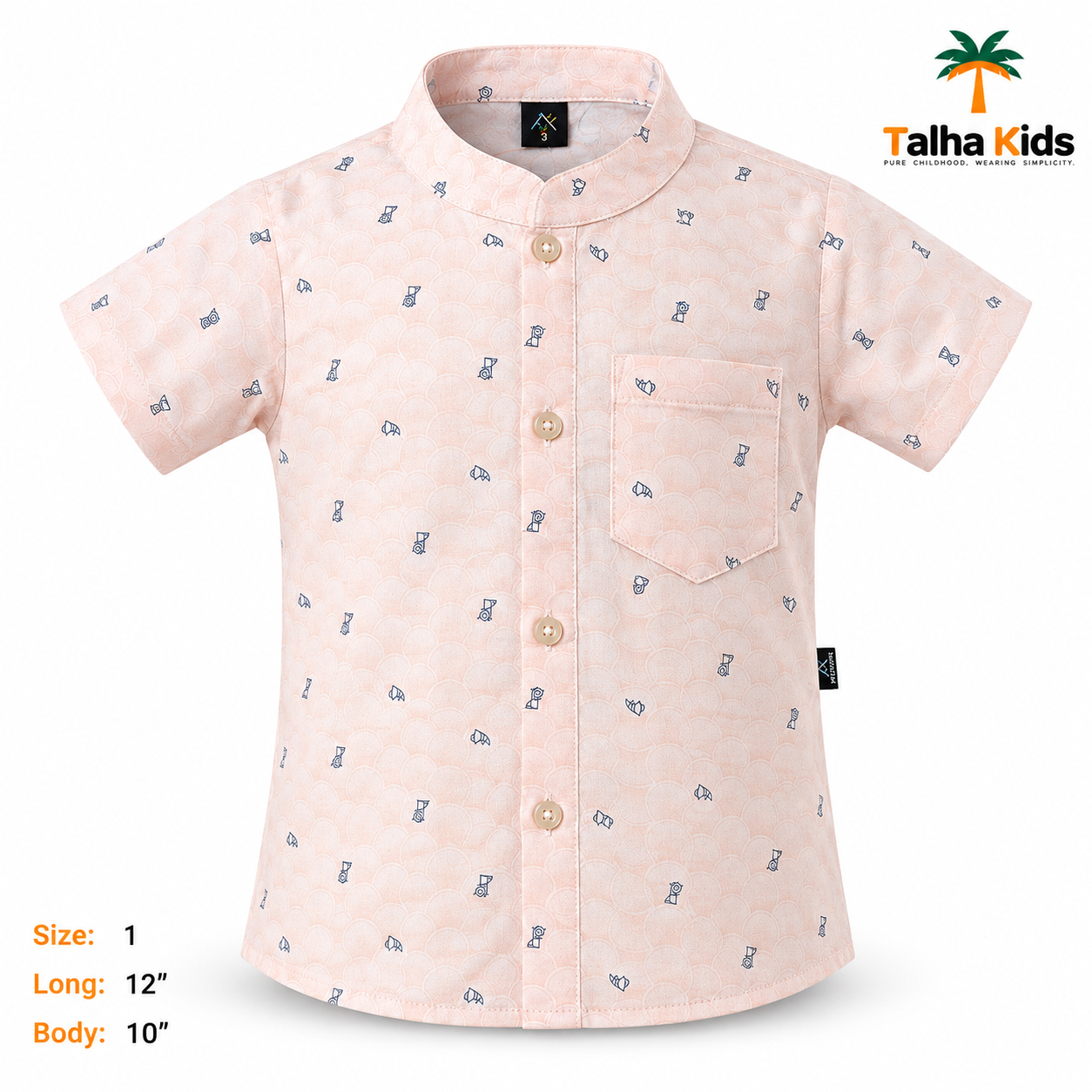 Alams Boys Printed Fotua & Half Pant Set - Talha Kids