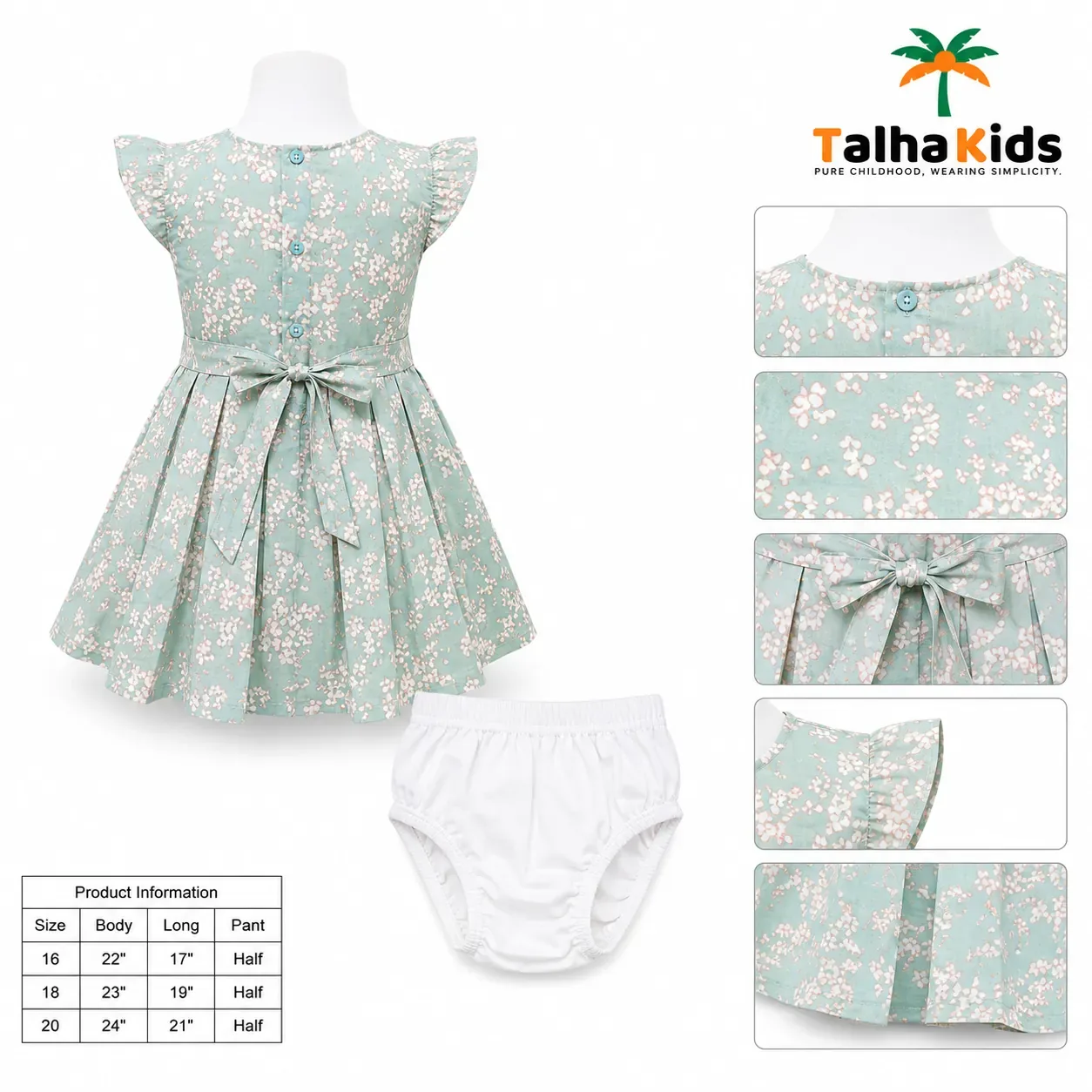 Girls’ Floral Frock with Matching Pant