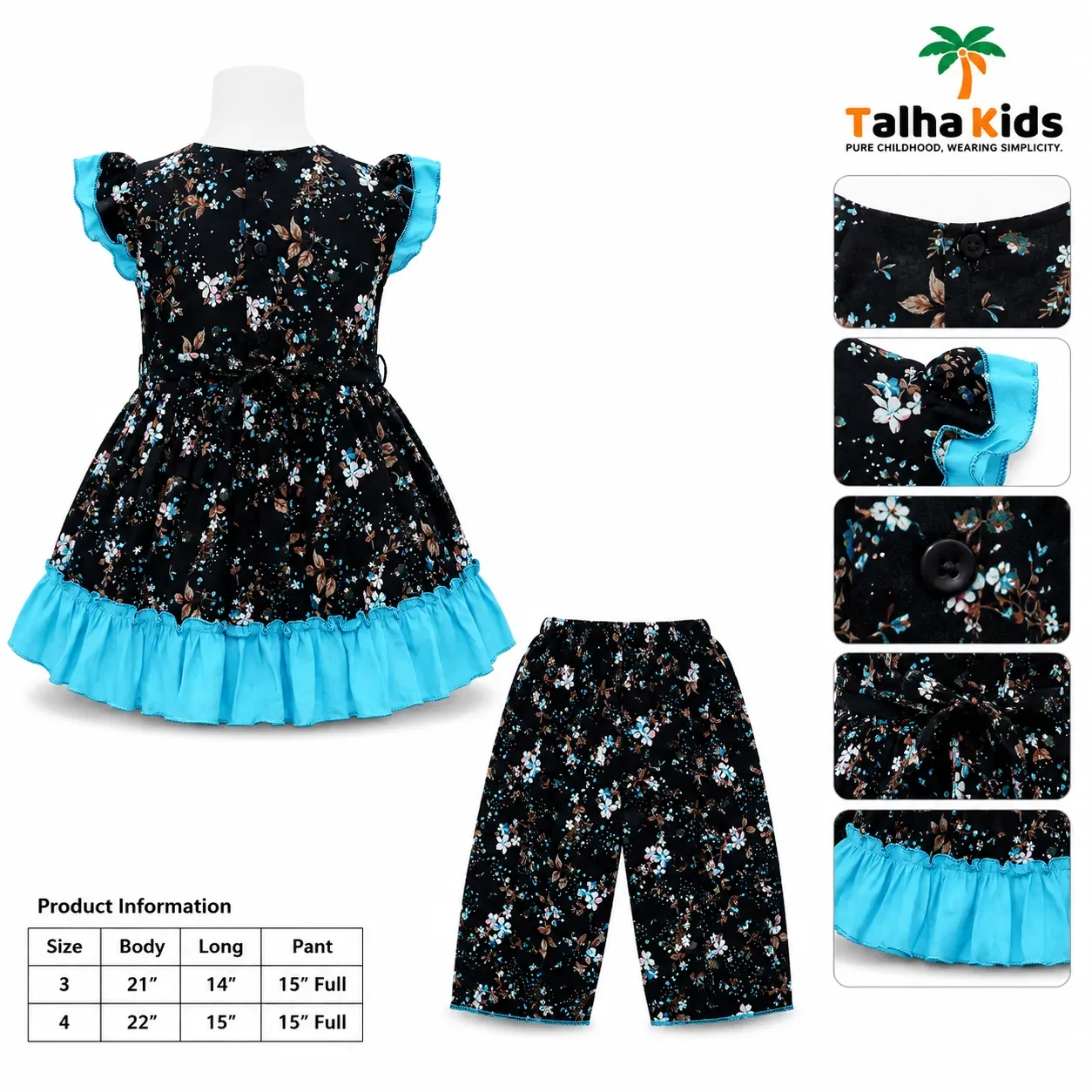 Girls Floral Printed Frock – Ruffle Sleeve & Tiered Hem Dress