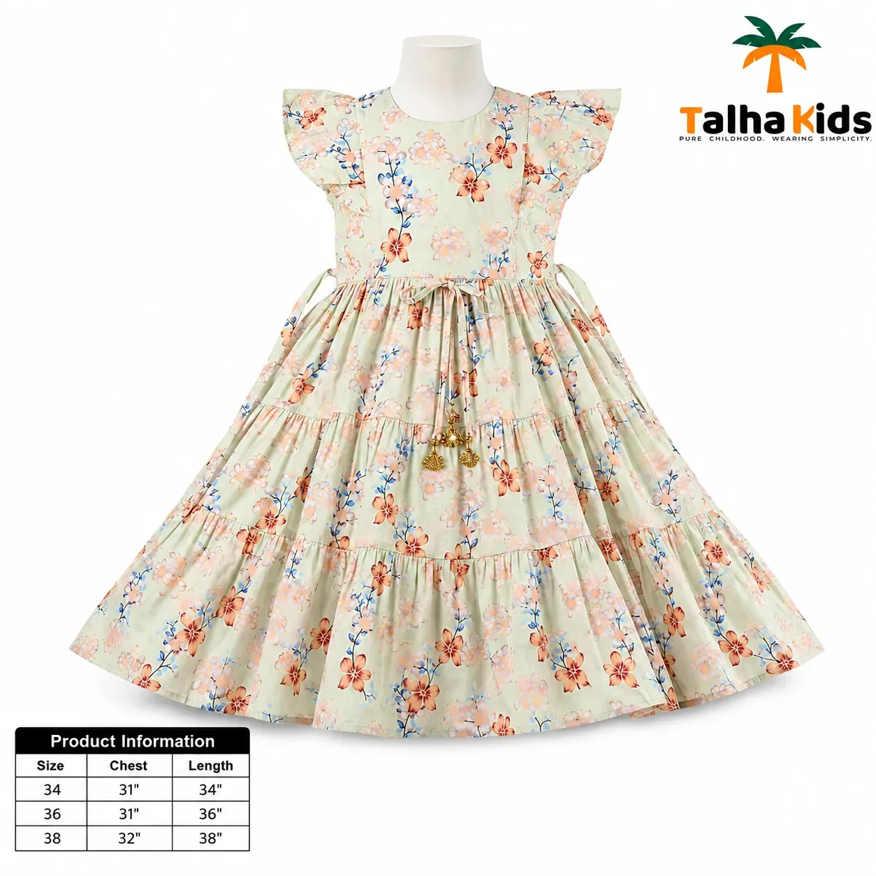 Alams Baby Wear Premium Floral Party Frock for Girls | Talha Kids