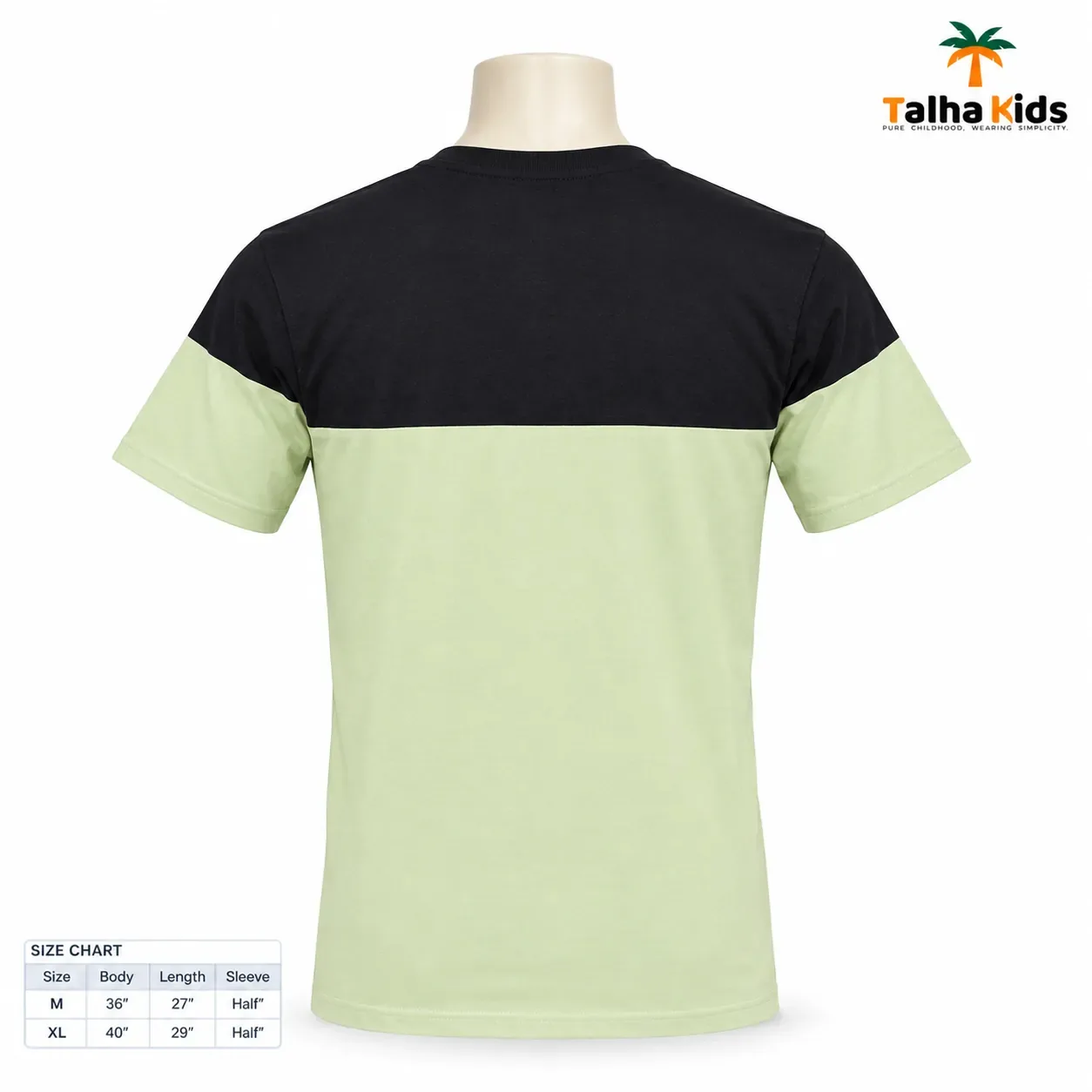 One Plus Men's Color-Block T-Shirt – Black & Pale Mint Green, Short Sleeve