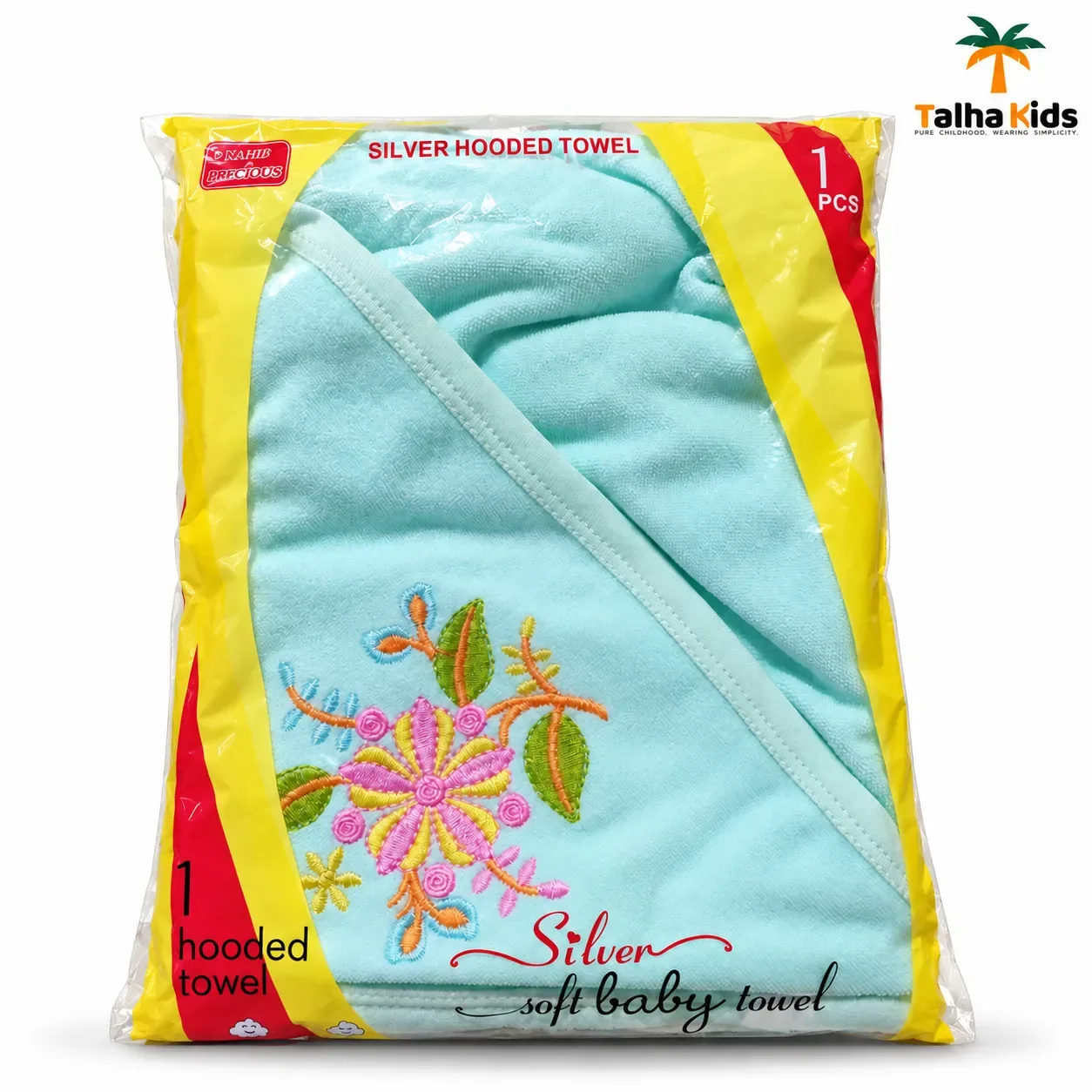 Talha Kids Floral Embroidered Hooded Baby Towel – 3 Colors
