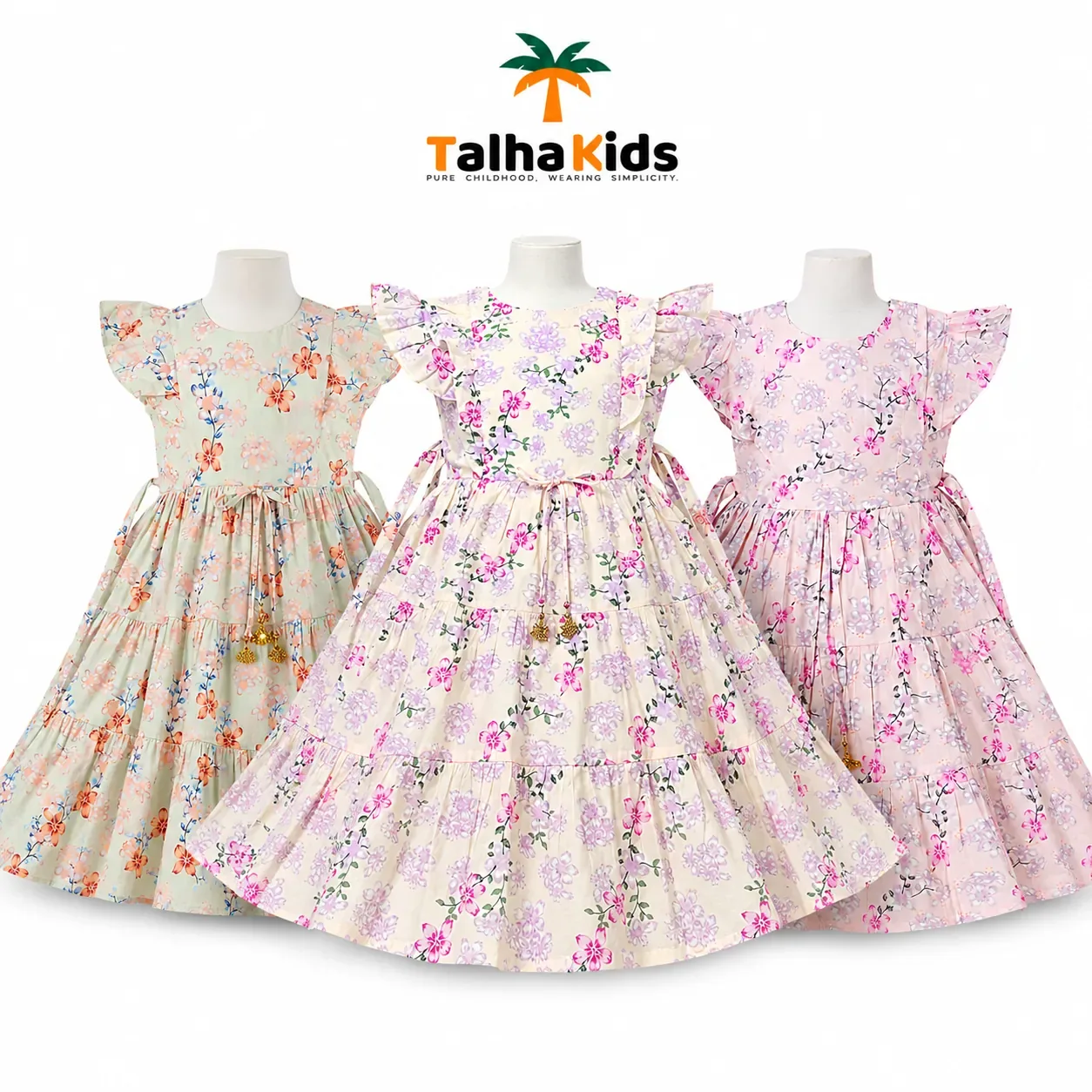 Alams Baby Wear Premium Floral Party Frock for Girls | Talha Kids