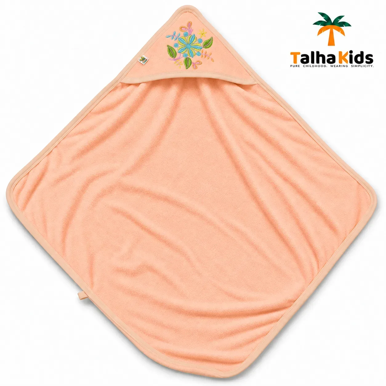 Talha Kids Floral Embroidered Hooded Baby Towel – 3 Colors