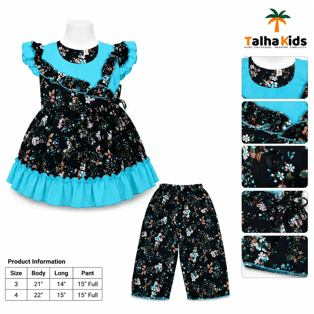 Girls Floral Printed Frock – Ruffle Sleeve & Tiered Hem Dress