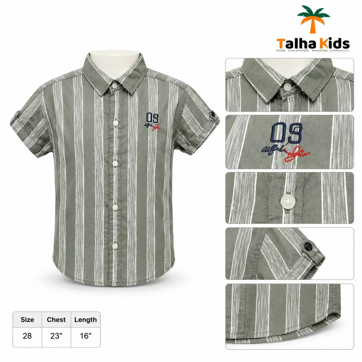 Boys Striped Short-Sleeve Button-Up Shirt – 09 Collection