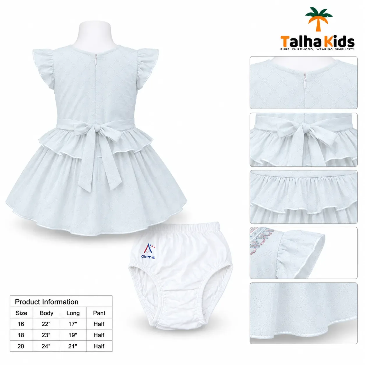 Girls Embroidered Ruffle Frock – Premium Cotton Dress