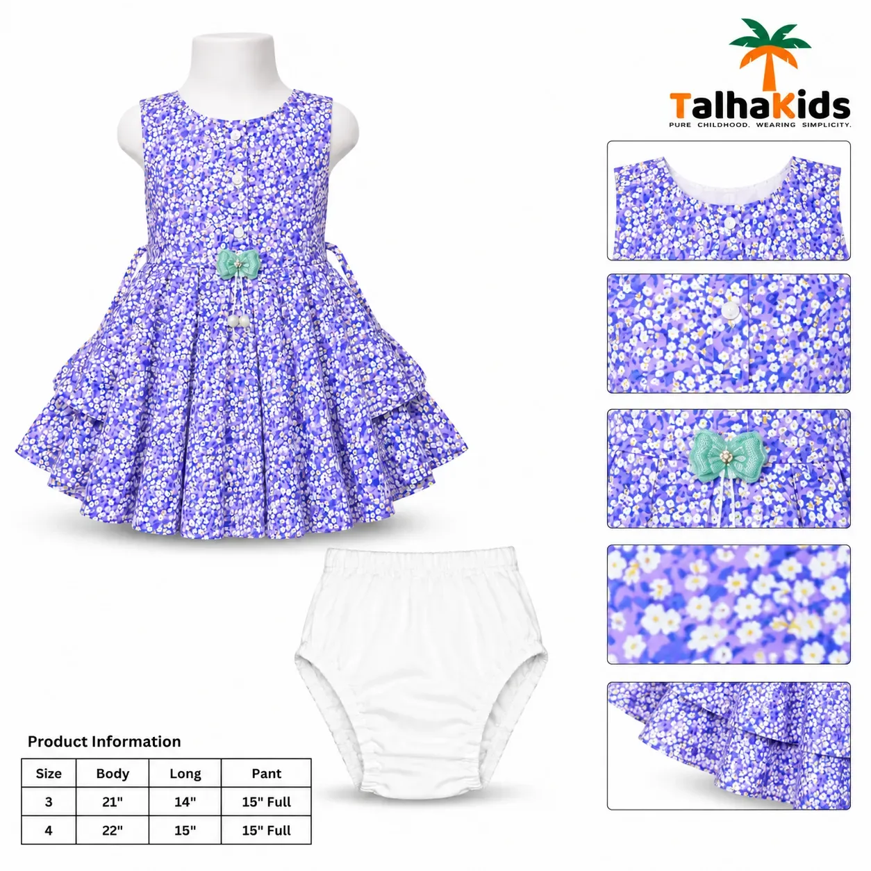 Floral Print Girls Frock with Matching Bloomer Set
