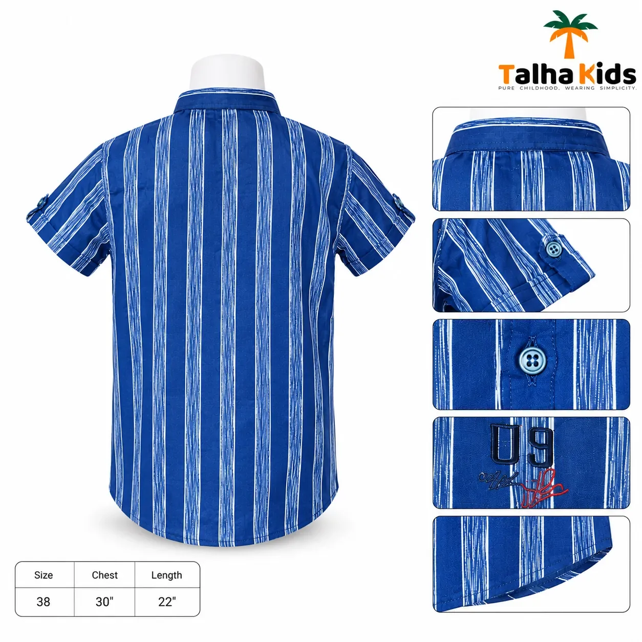 Boys Striped Short-Sleeve Button-Up Shirt – 09 Collection