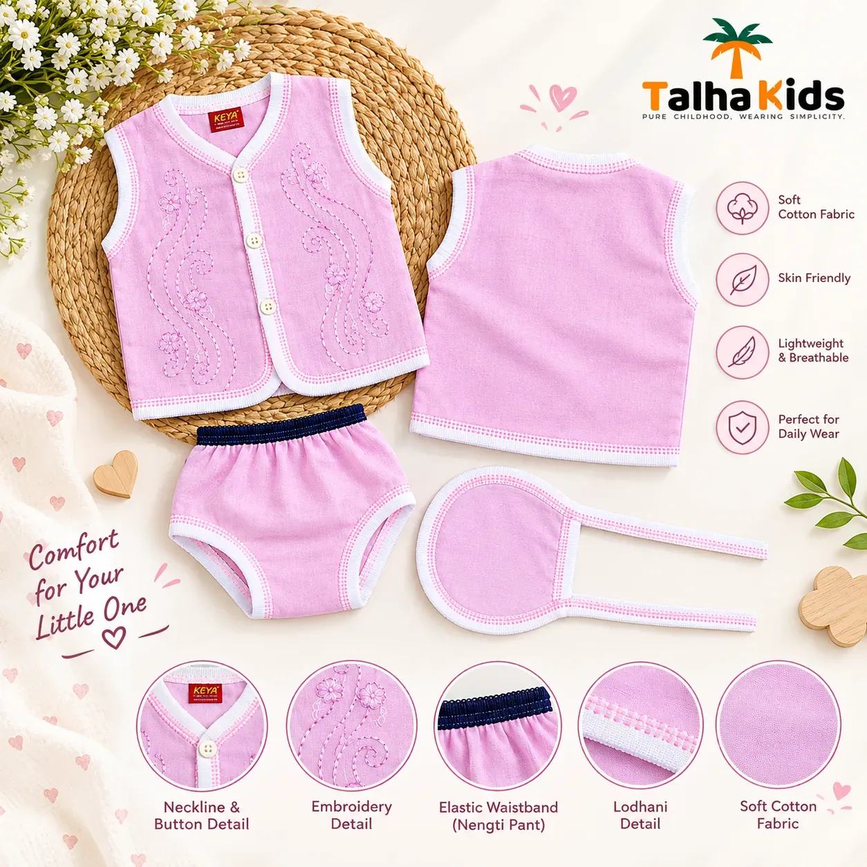 Nima Set for Newborn Baby – 3-Piece Baby Clothing Set