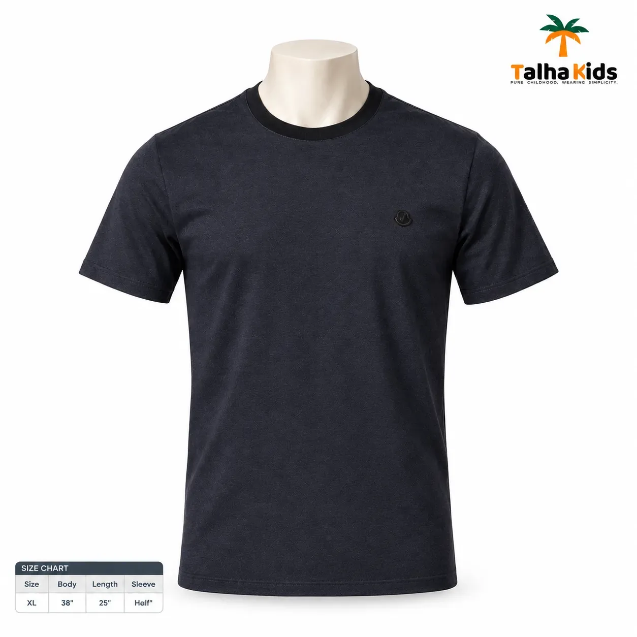 China Playboy Men's Casual T-Shirt – Dark Black Tonal Pattern