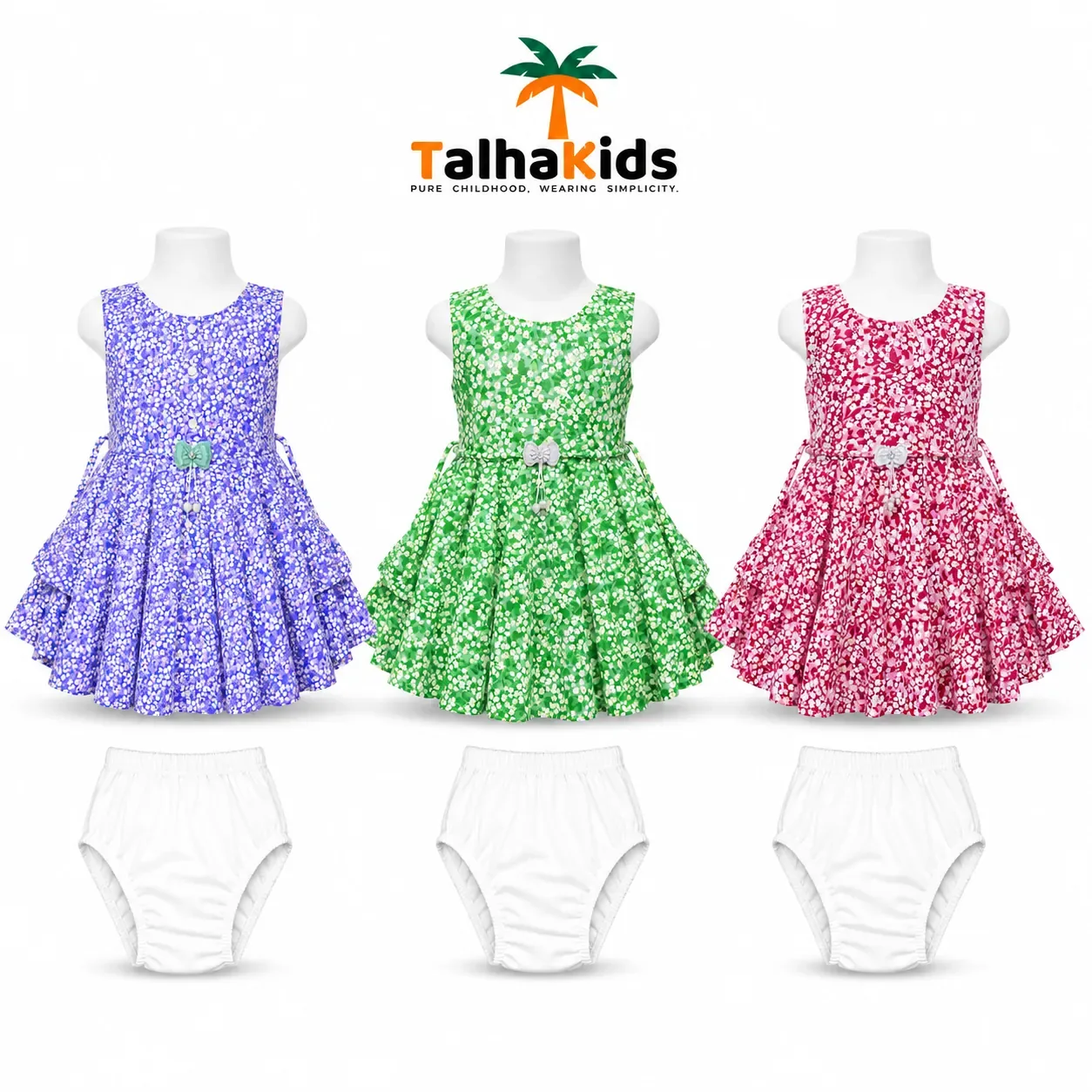 Floral Print Girls Frock with Matching Bloomer Set