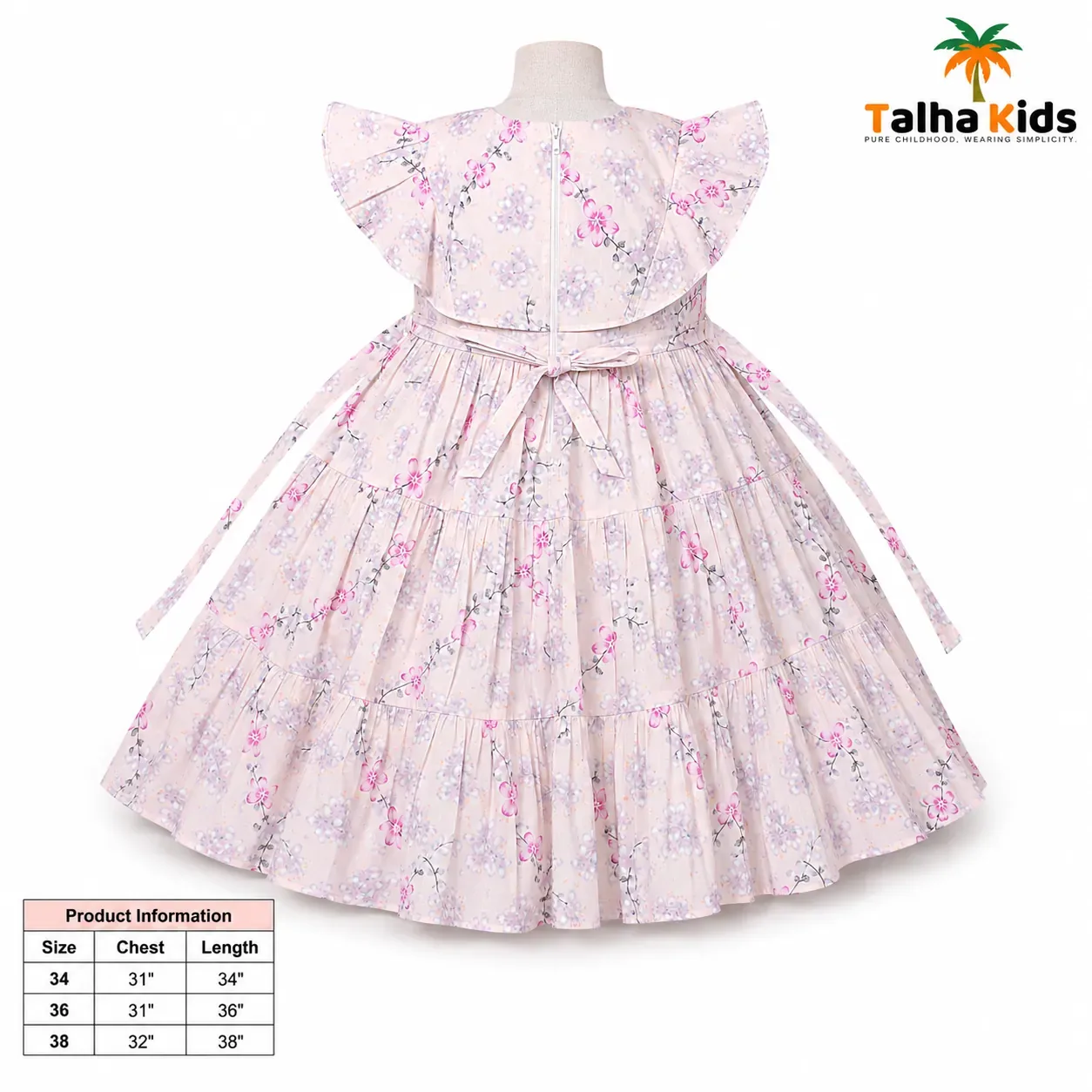 Alams Baby Wear Premium Floral Party Frock for Girls | Talha Kids