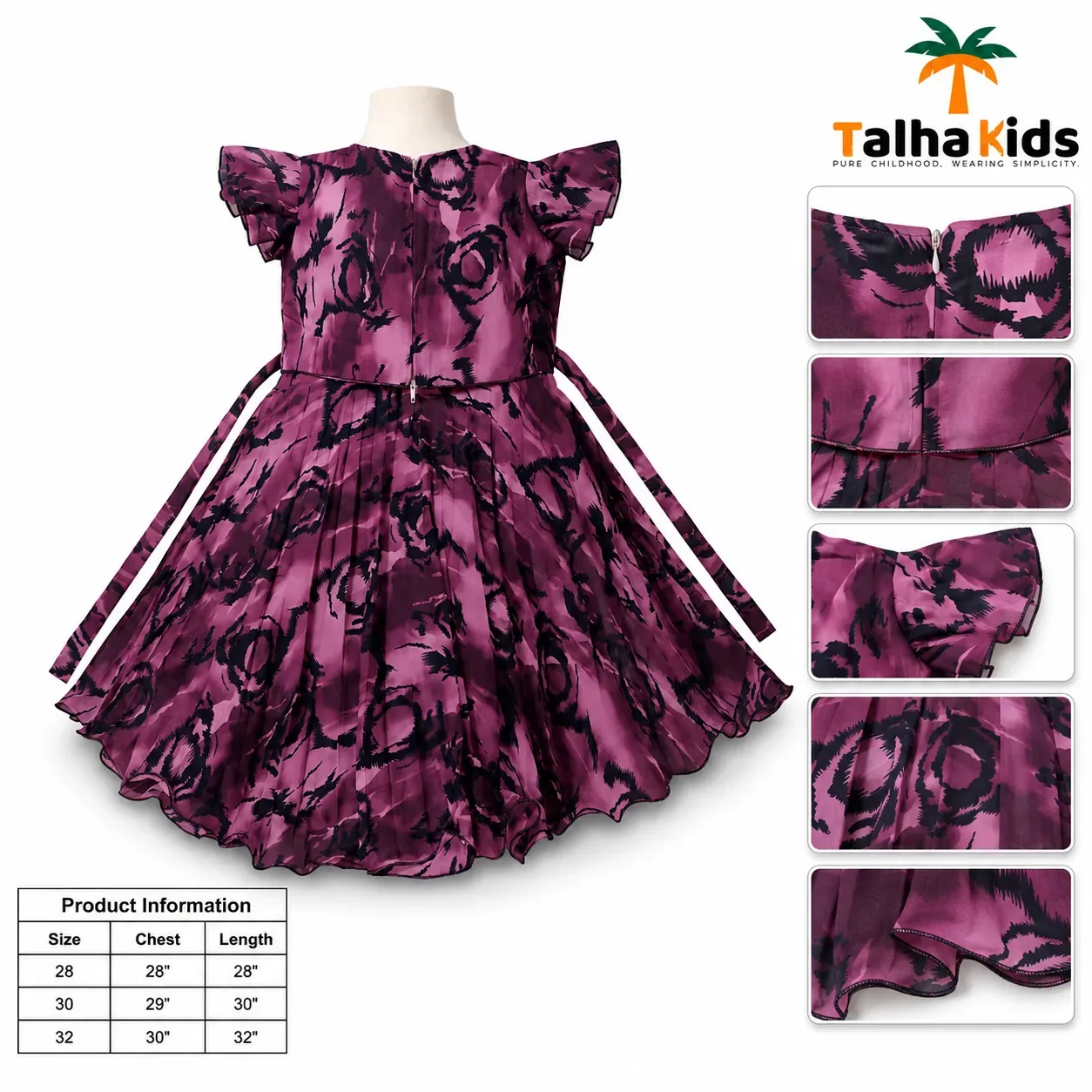 Girls Printed Butterfly Sleeve Frock – Floral Abstract Print