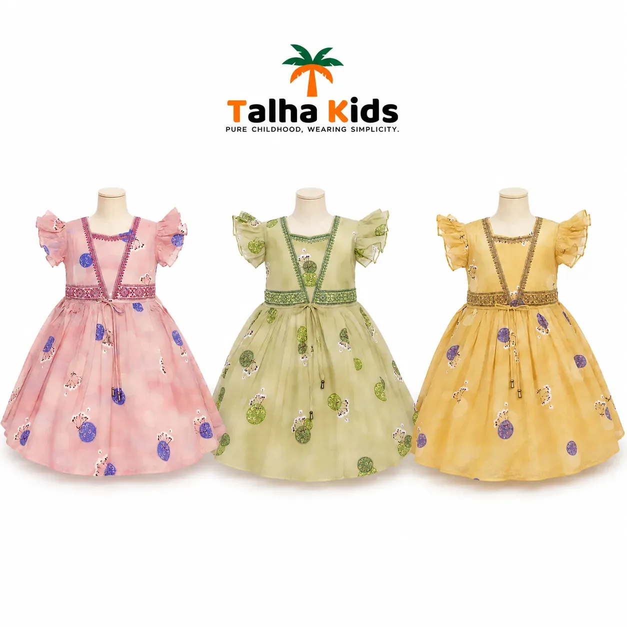 Blossom Frill-Sleeve Party Dress for Girls