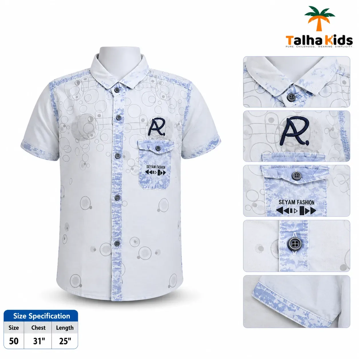 Kids Casual Printed Shirt – Comfortable Short Sleeve Shirt for Boys